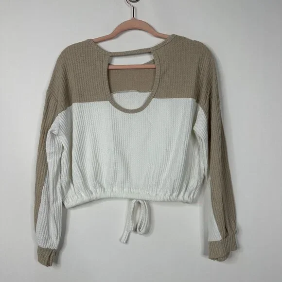 2/$24 Hollister Colorblock Keyhole Cinched Jumper Light Brown XS #A0370 TRB2 - Picture 7 of 10